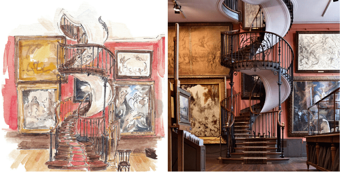 illustration and image of the interior of musee gustave moureau