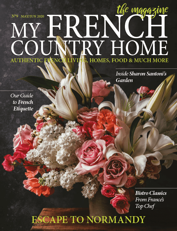 a bouquet of flowers, the cover of My French Country Home magazine