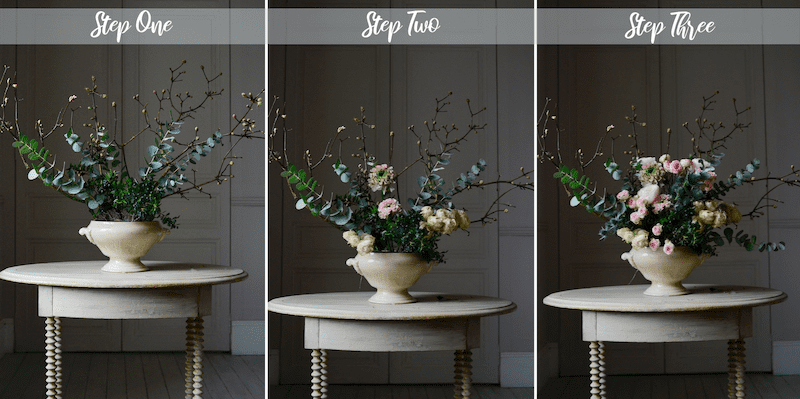 steps 123 of how to create a winter bouquet with mfch