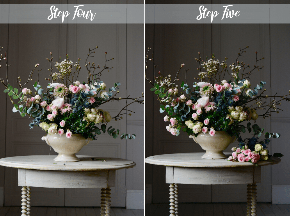 steps 4/5 of how to create a winter bouquet with mfch