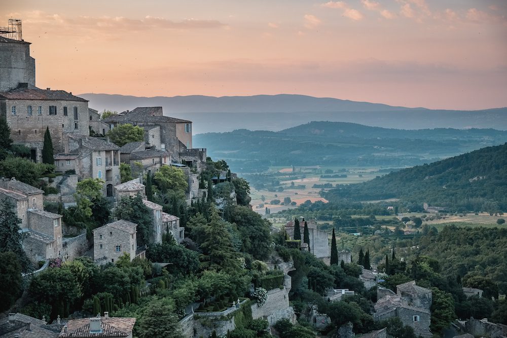 a dusk view of Gordes in Luberon