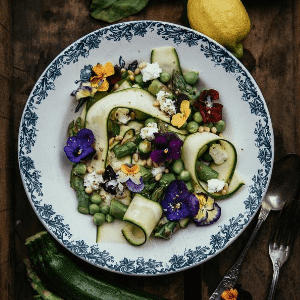 a plate of courgette salad