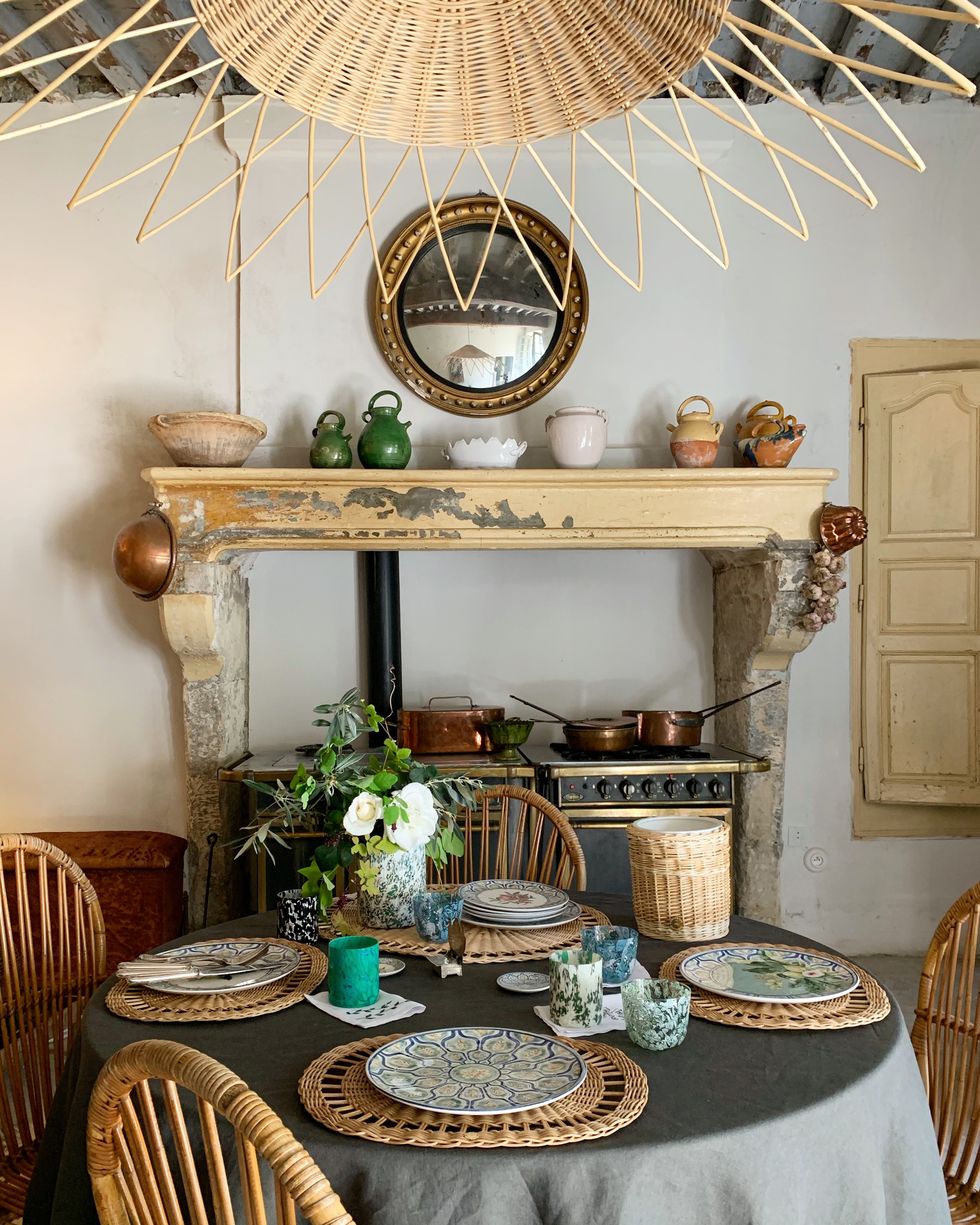 tablescape in front of a mantle