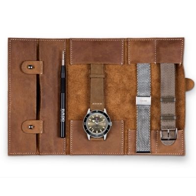 watch and accessories pouch in light brown