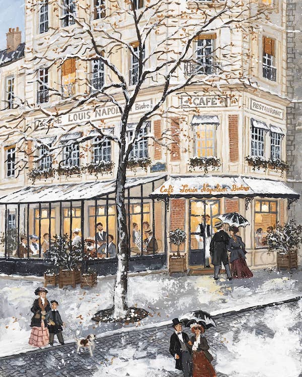 figurative painting of paris winter street