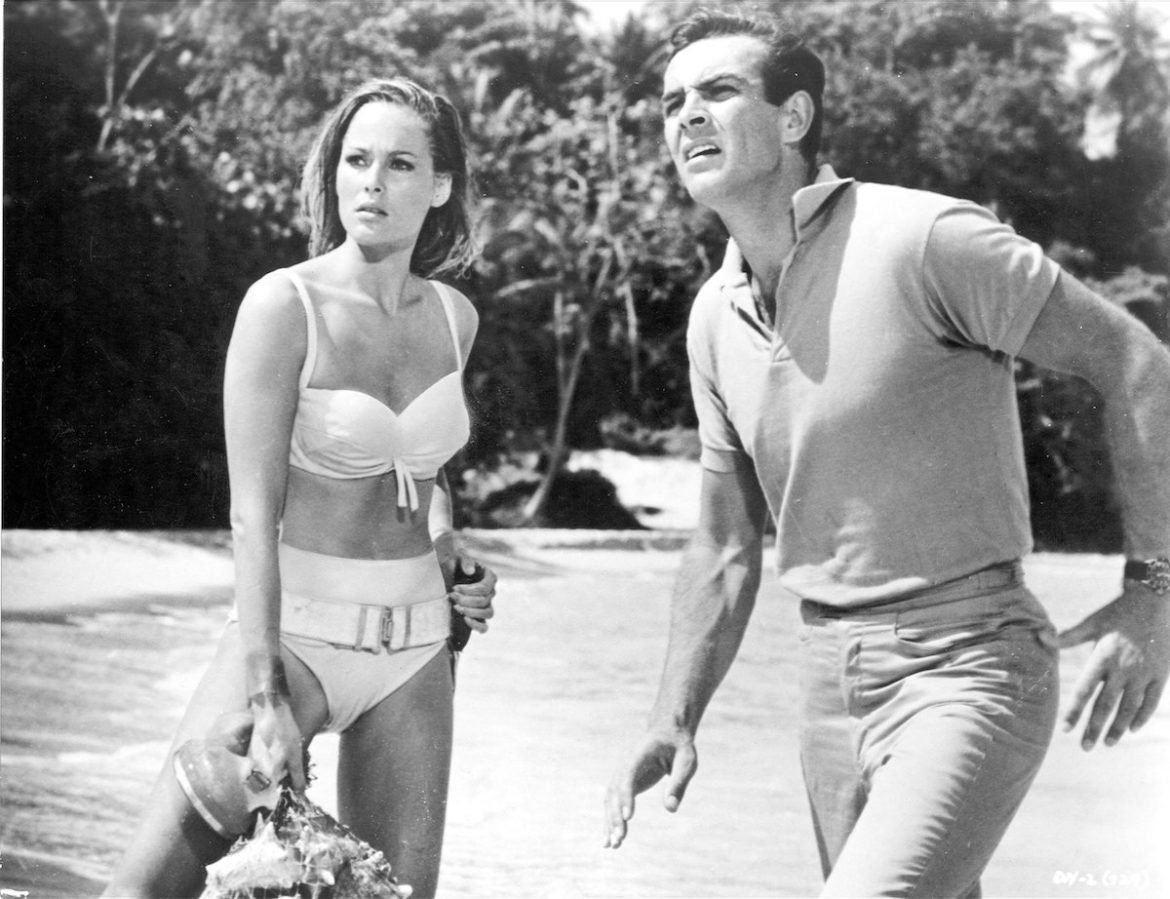 a black and white still from the film dr no