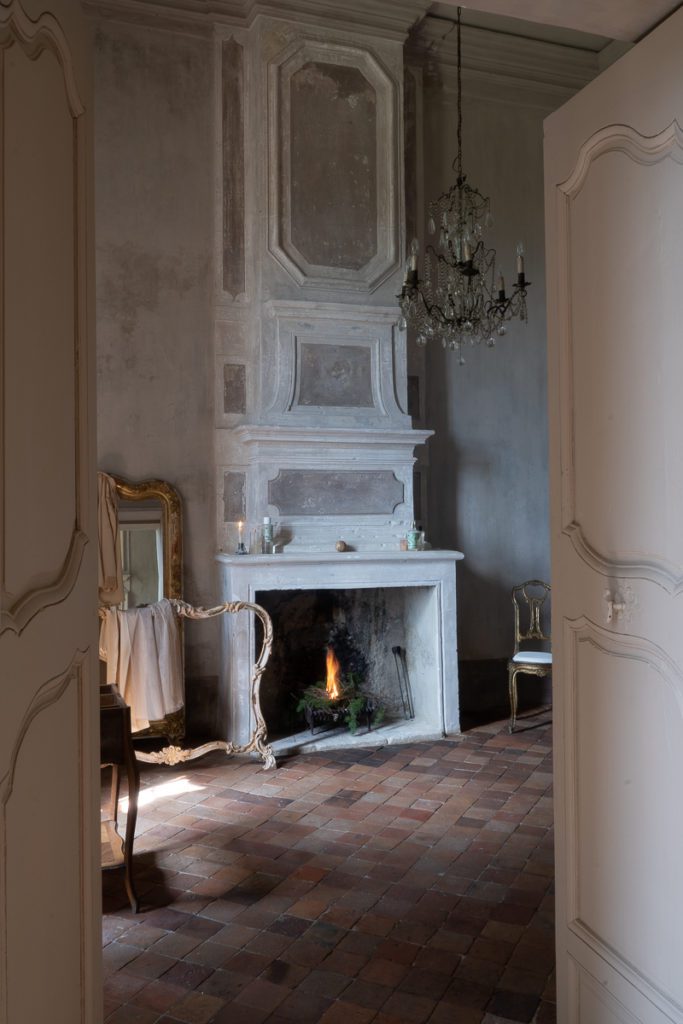 fireplace in chateau