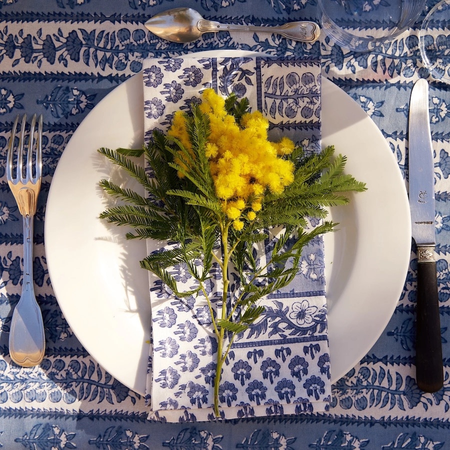 couleur nature blue floral french table napkins