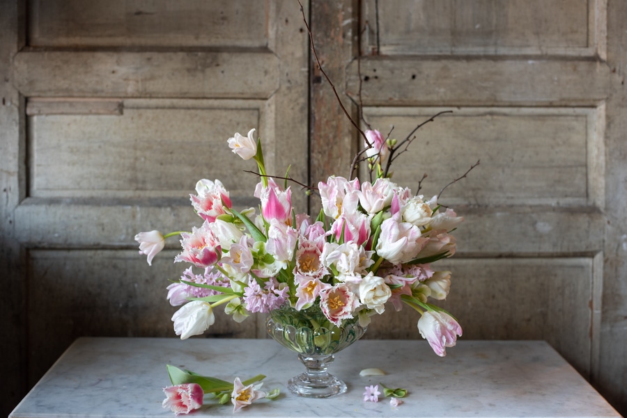 Tulip bouquet Spring tablescape