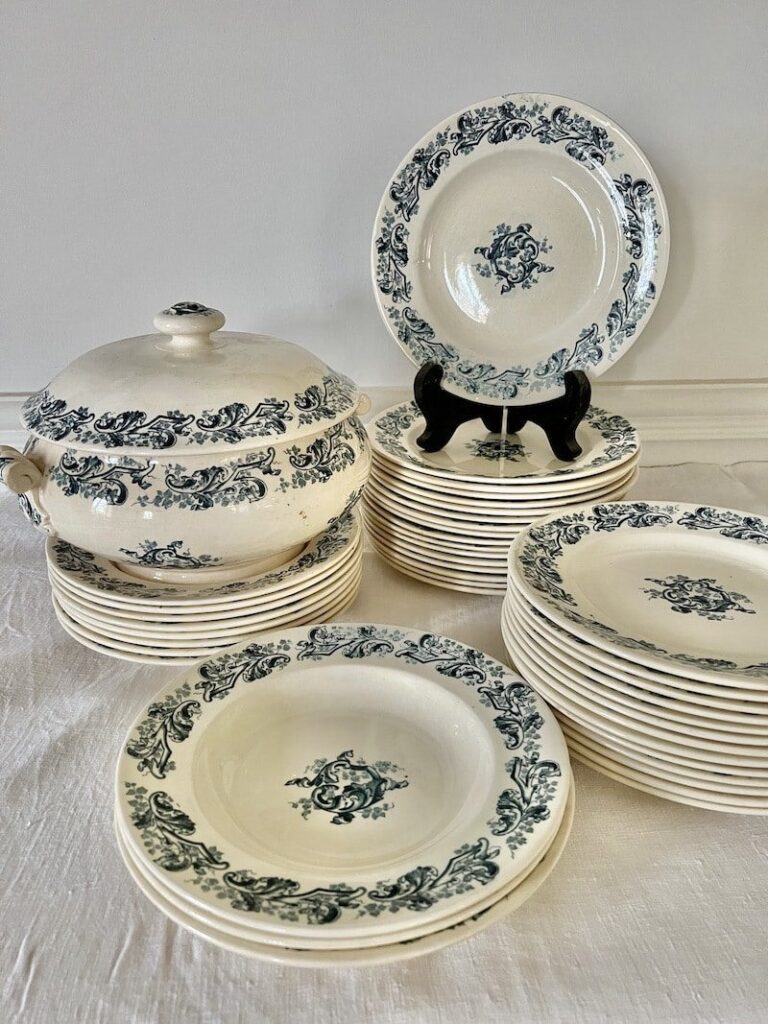 Blue and white antique china set