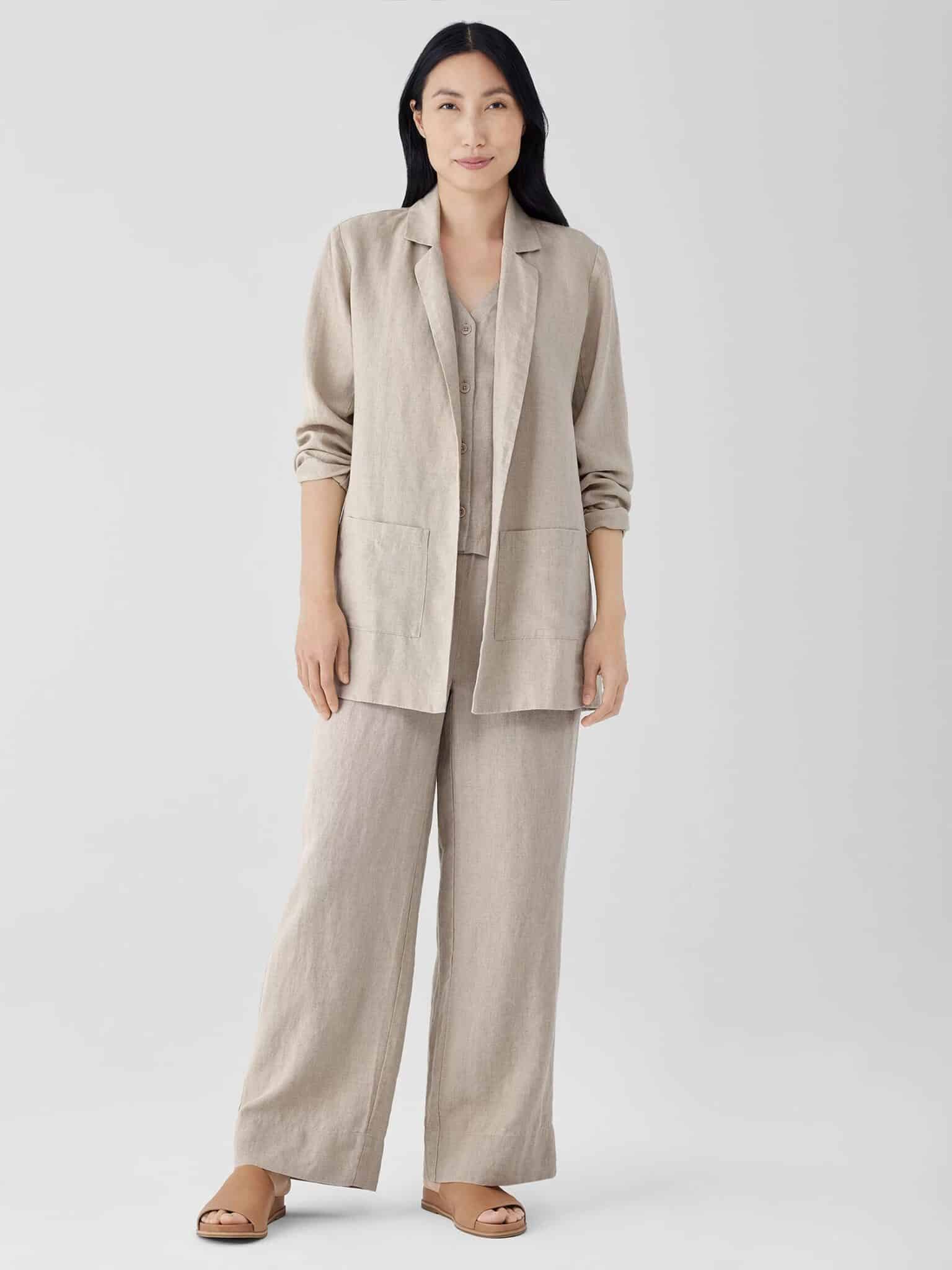 eileen fisher linen blazer layer garden party