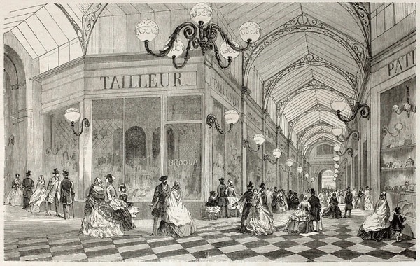 old illustration of paris passage