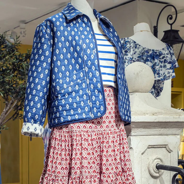 Clothing display from the Souleiado showroom at the Bon Marché