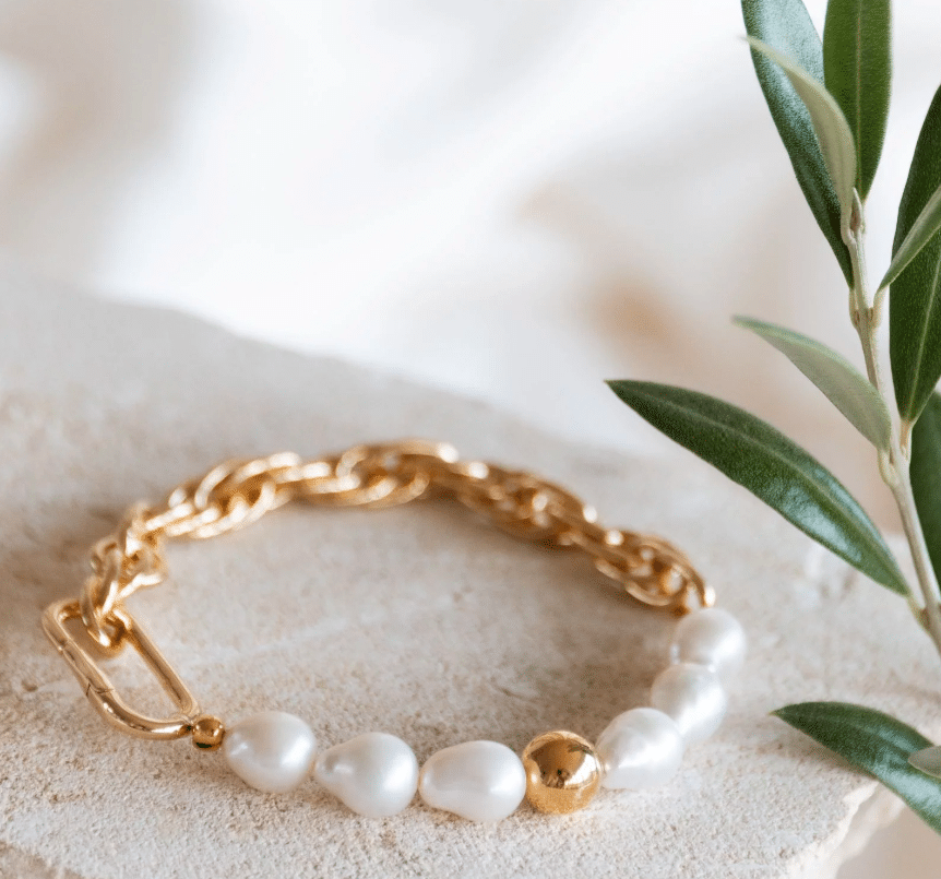 gisel b modern french pearl bracelet