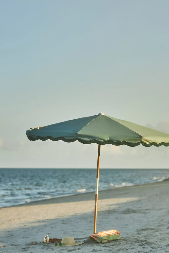 Green beach umbrella