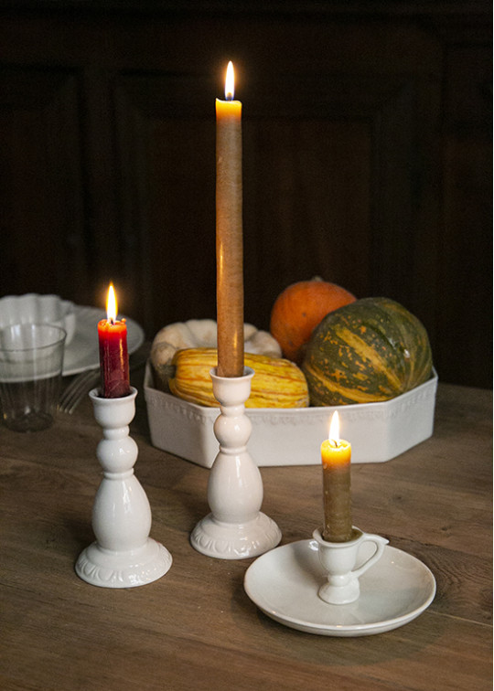 Fall decor, porcelain candle stick holders