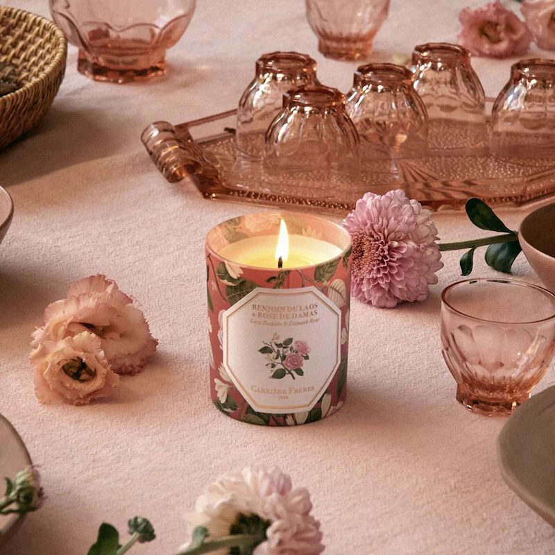 rose scented french candle