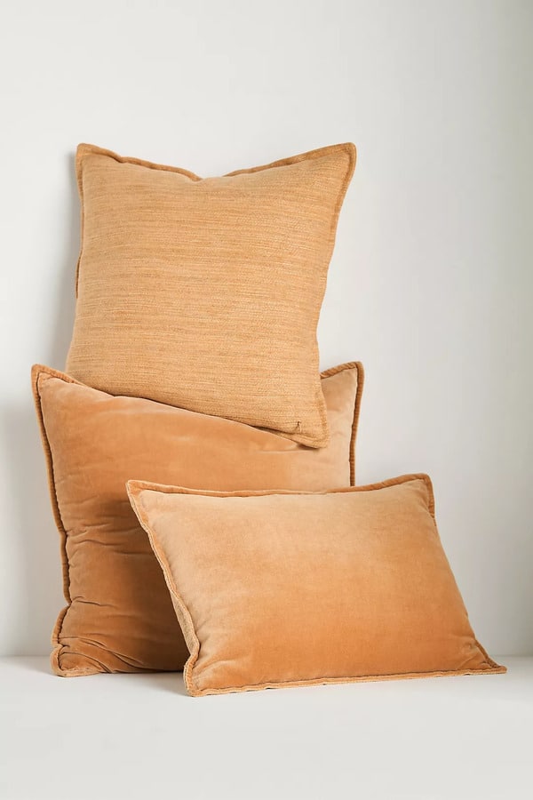 apricot velvet pillows