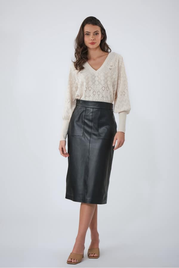 french leather skirt