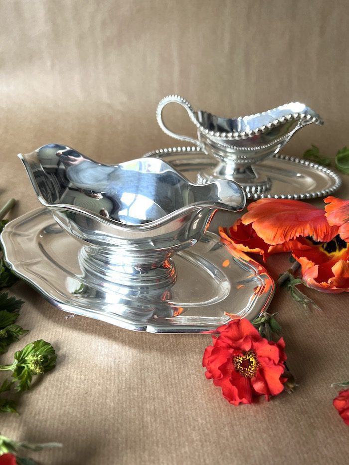 silver antique sauce boat