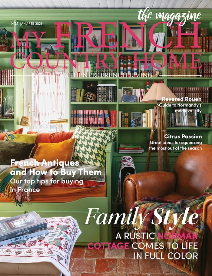 magazine cover with green sitting room