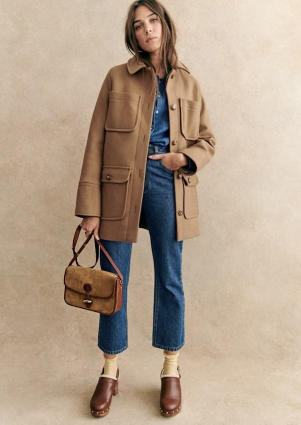 french winter fashion brown sezane coat