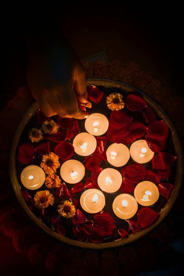 flowers and candles