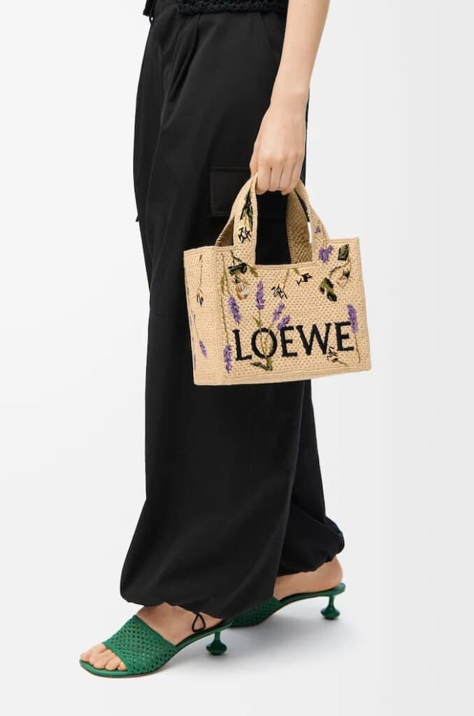 loewe woven basket bag floral