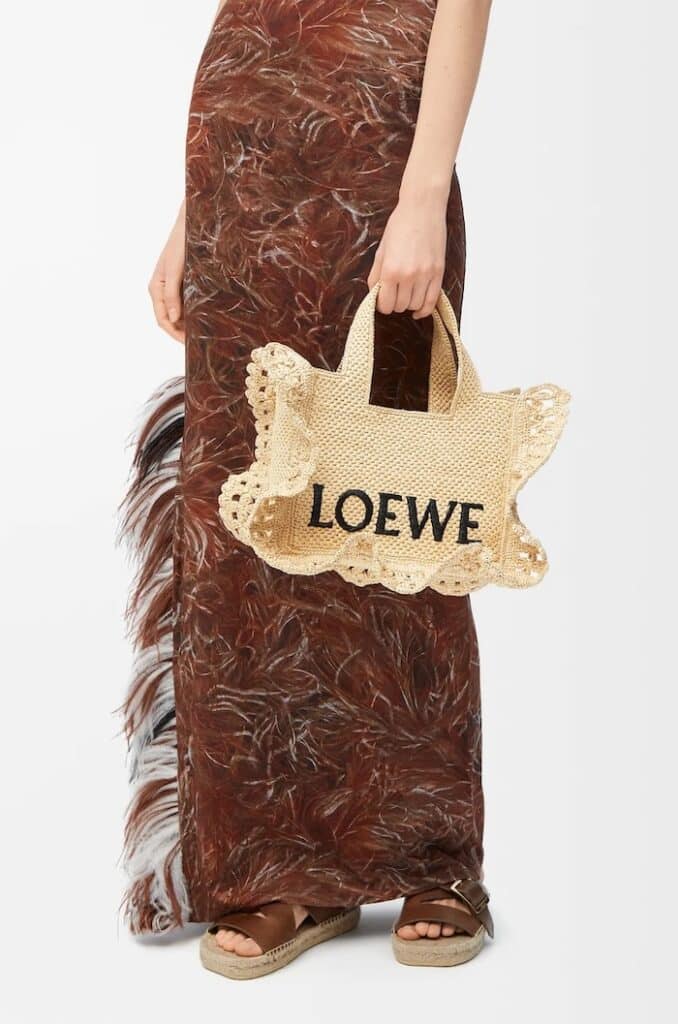 loewe woven basket bag ruffle