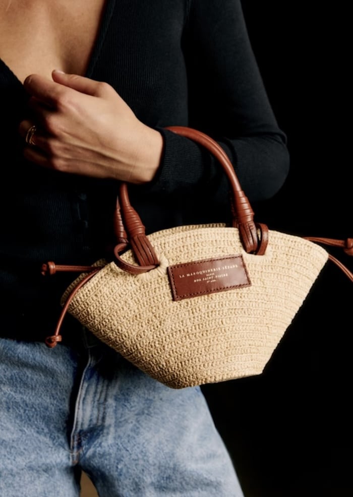 sezane woven basket bag small