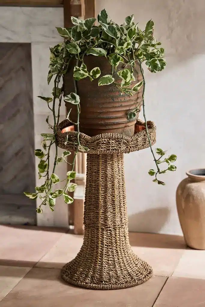 wicker plant stand
