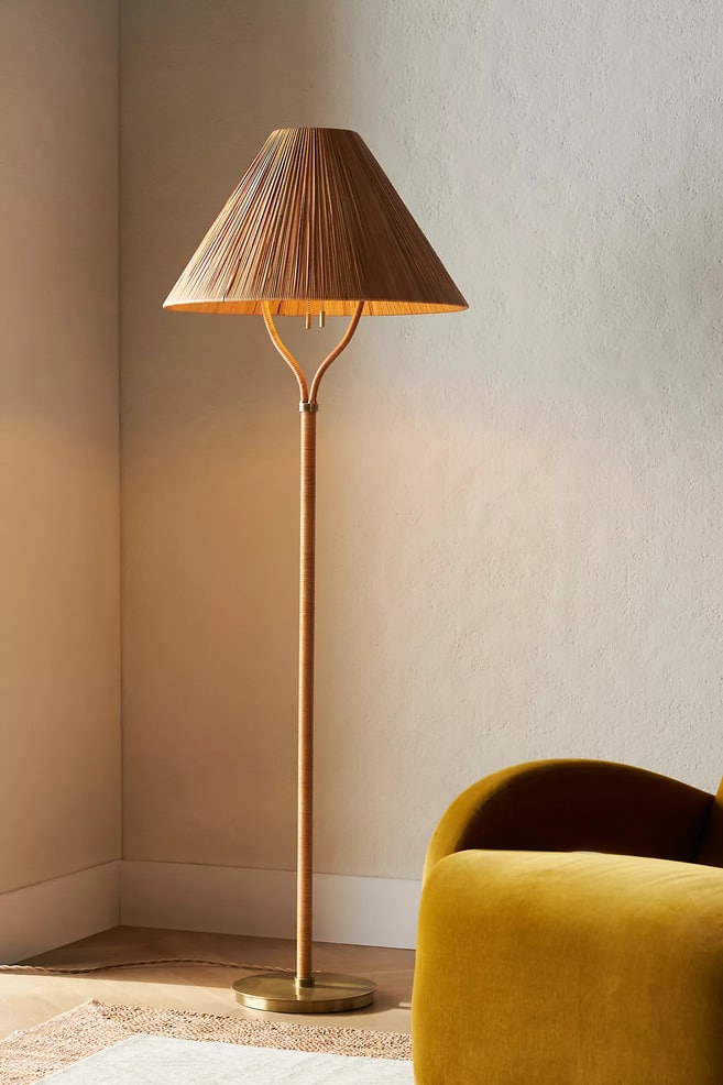 rattan floor lamp