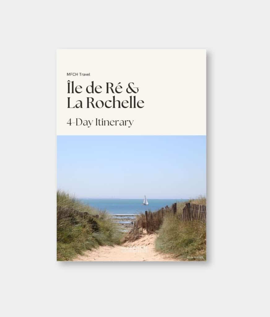 Ile de Ré & La Rochelle travel guide cover by My French Country Home Travel.