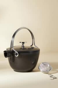 Staub cast iron tea kettle.