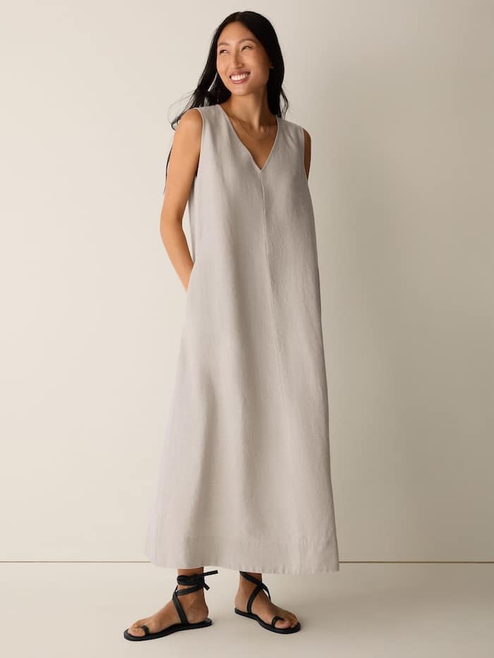 french summer fashion linen dress