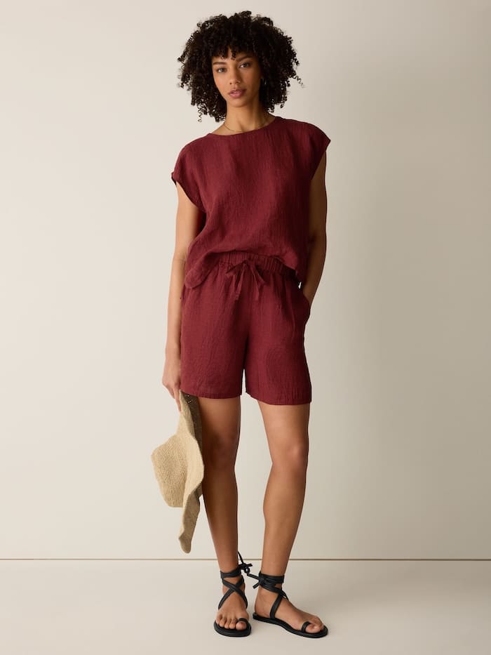 french summer fashion linen outfit