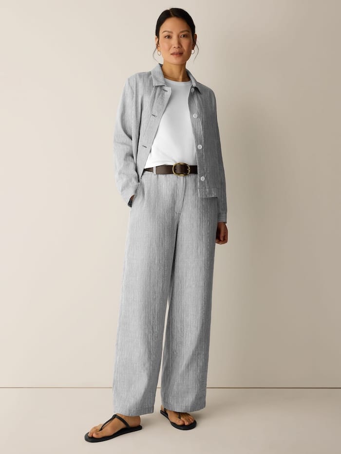 french summer fashion linen outfit