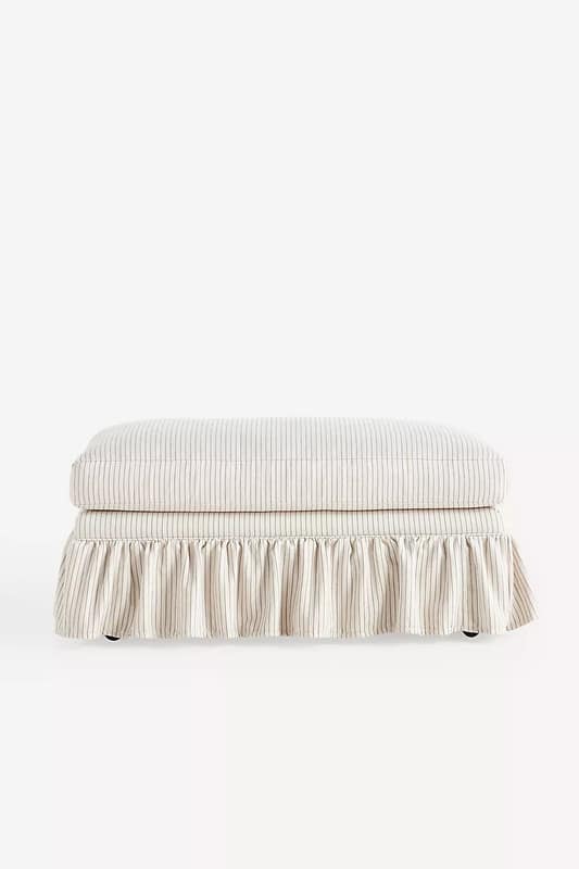 cream ruffle ottoman