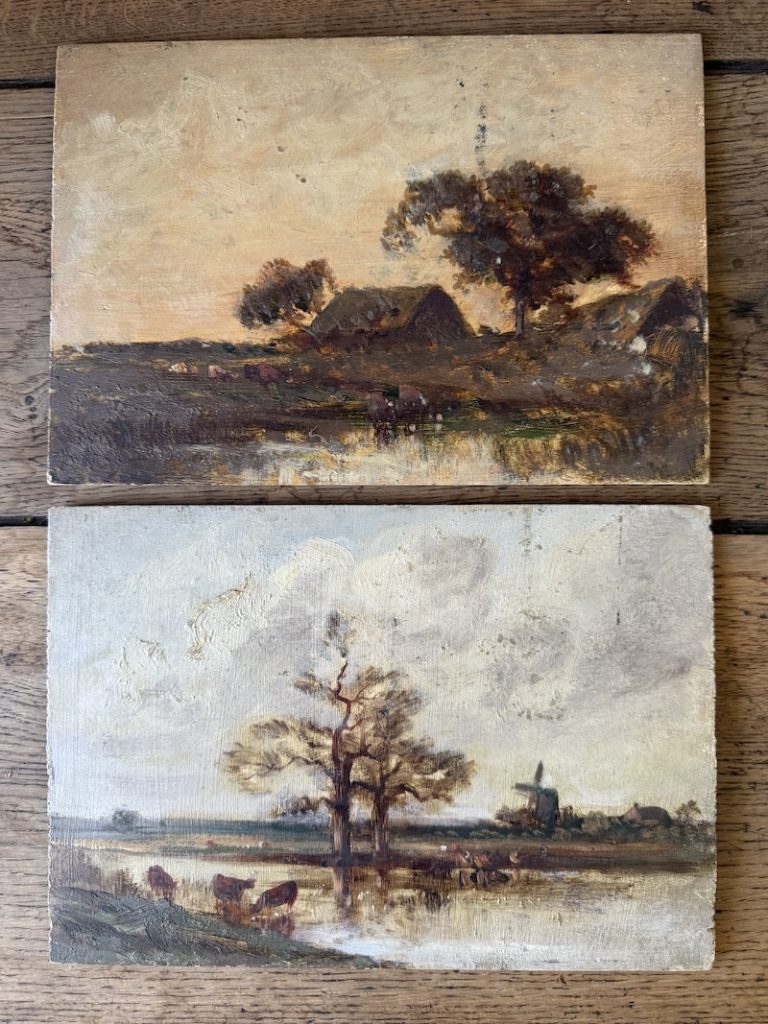 Vintage landscape oil paintings.